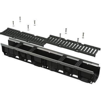 Дренажный канал 100 мм ALCAPLAST AVZ104-R402 с пластиковой рамой и решеткой из композитного материала