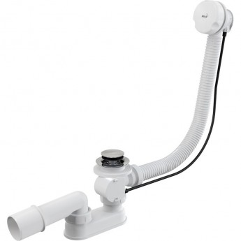 Сифон ALCAPLAST A51B для ванны автомат, комплект, белый, пластик/металл, длина 57 см