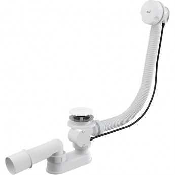 Сифон ALCAPLAST A51BM-80 для ванны автомат комплект, белый, пластик/пластик, длина 80 см