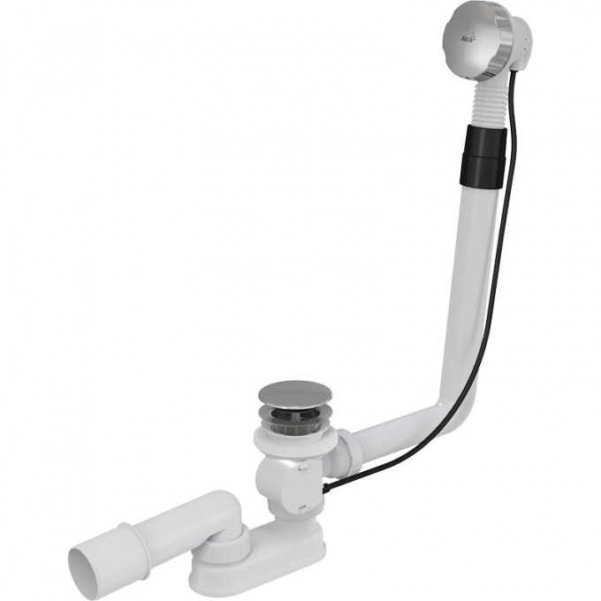 Сифон ALCAPLAST для ванны автомат, комплект, металл/металл жёсткий A550KM-100