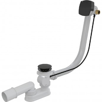 Сифон ALCAPLAST A564BLACK-100 для ванны, автомат, с напуском воды через перелив, черный матовый, длина 100 см, металл с покрытием