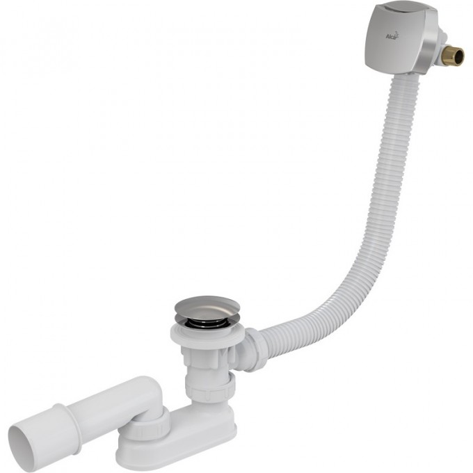 Сифон ALCAPLAST для ванны click/clack с напуском воды через перелив для ванн с толстыми стенками, пластик/металл A509KM-100