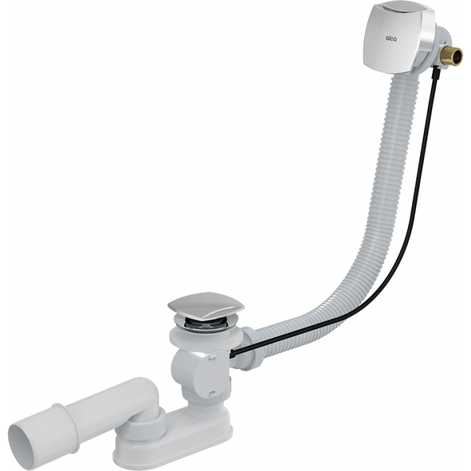 Сифон для ванны ALCAPLAST с напуском воды через перелив, пластик/металл A565KM3