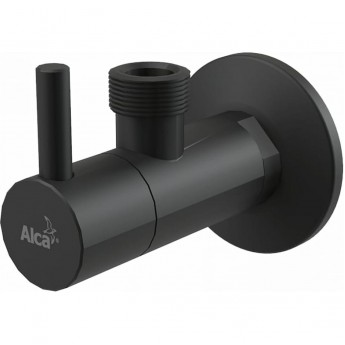 Угловой вентиль ALCAPLAST ARV003-BLACK с фильтром 1/2"х1/2", круглый черный матовый