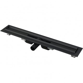 Водоотводящий желоб ALCAPLAST APZ101BLACK-1150 с порогами для перфорированной решетки, черный матовый, низкий, горизонтальный сток Водоотводящий желоб ALCAPLAST APZ101BLACK-1150 с порогами для перфорированной решетки, черный матовый, низкий, горизонтальный сток