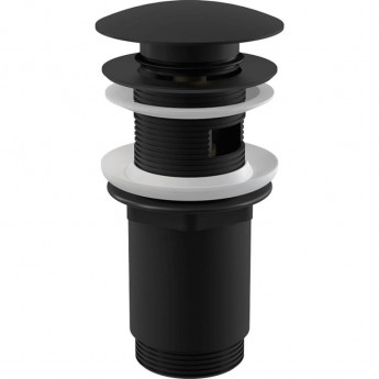 Водослив ALCAPLAST A396BLACK для умывальника 5/4" цельнометаллический с большой пробкой, для умывальников без перелива, черный